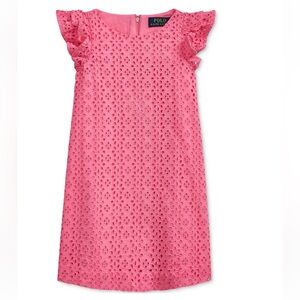 NWT Polo by Ralph Lauren Pink Eyelet Girls Eyelet Embroidered Dress